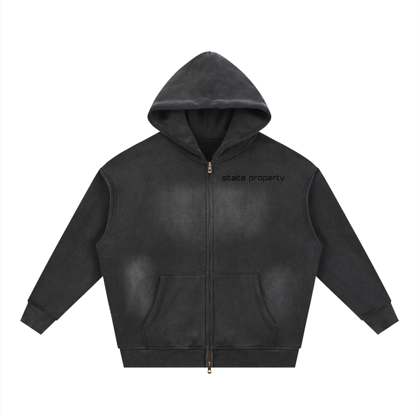 Sunfade Two-way Zipper Boxy Fleece Hoodie