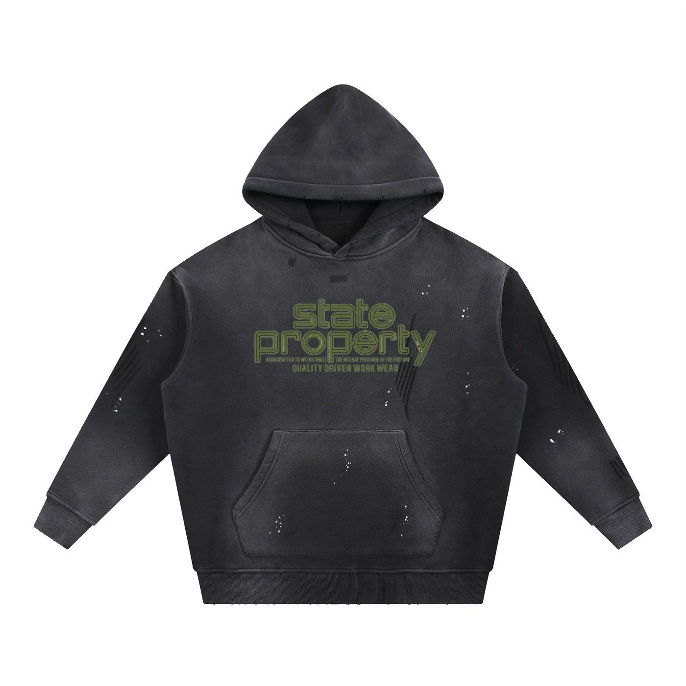 Vintage Washed Frayed Fleece Hoodie - Image 4
